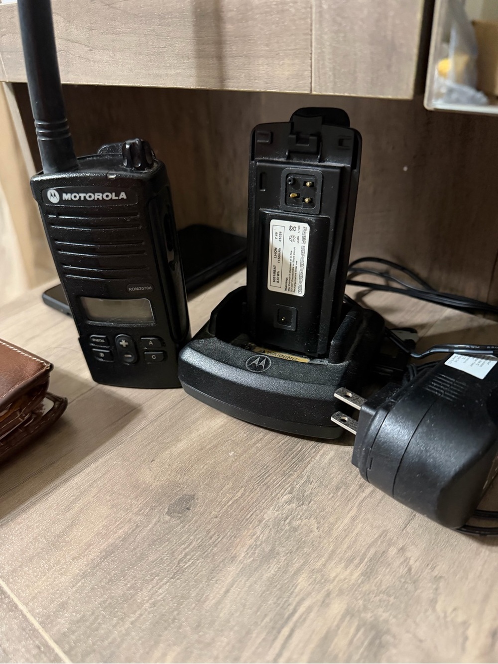 Motorola Black Two-Way Radio with Charging Dock and Power Adapter